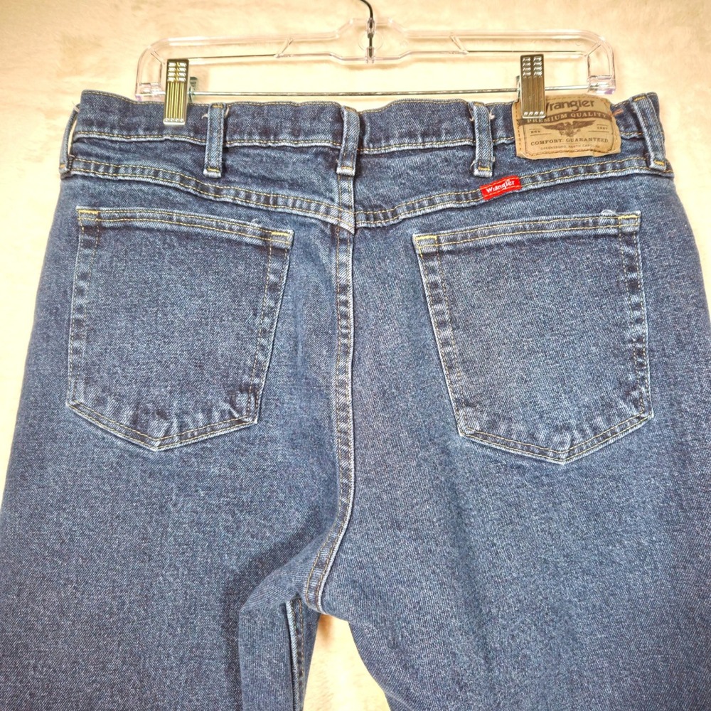 Wrangler Straight Leg Jeans Mens 36x30 Dark Blue Comfort Stretch Denim - Picture 5 of 8